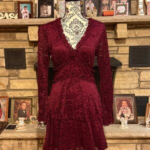 B Darlin Elegant Burgundy Lace Dress